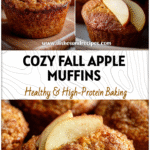 Golden Apple Cinnamon Breakfast Muffins topped with apple slices, perfect for Fall Apple Muffins ideas.